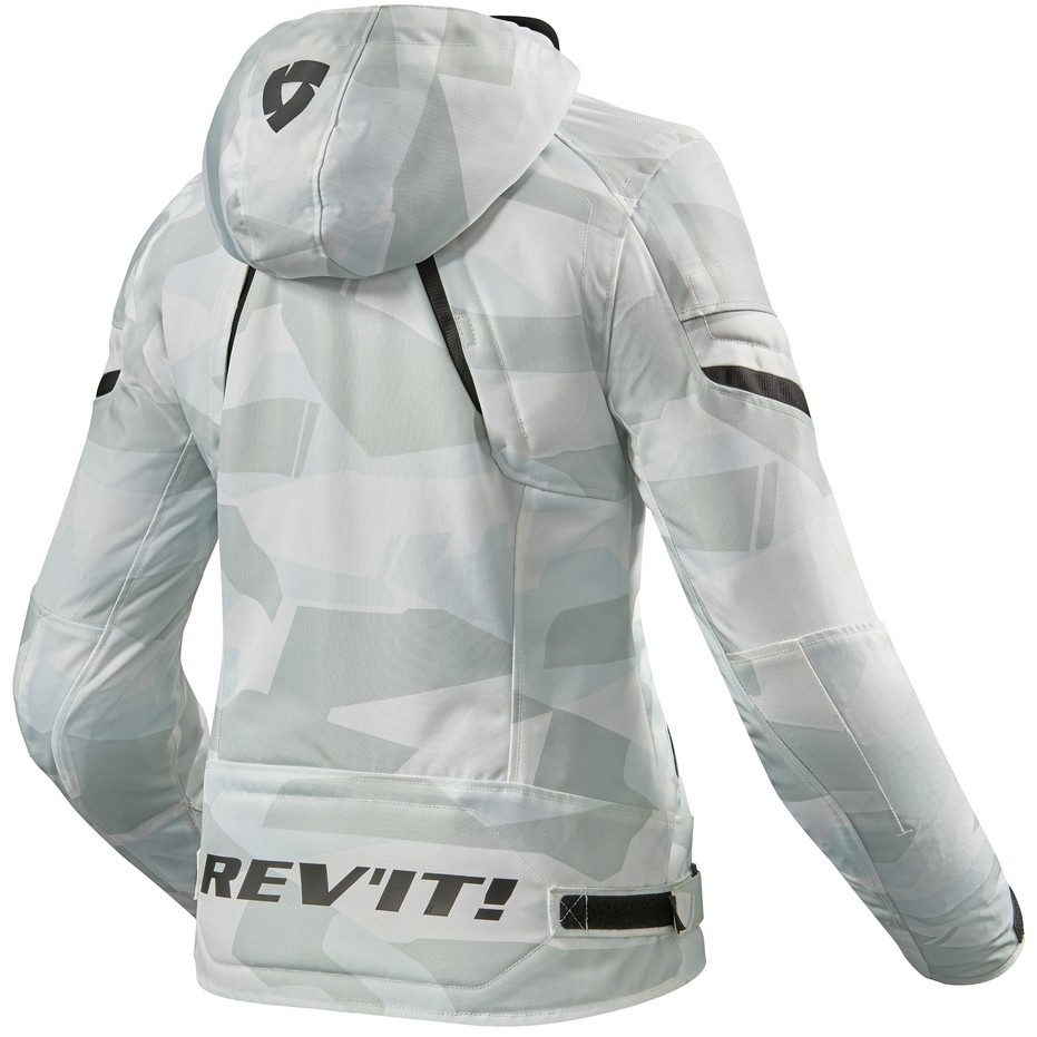 Women's Motorcycle Jacket In Rev'it FLARE 2 LADIES Camouflage Gray White Fabric