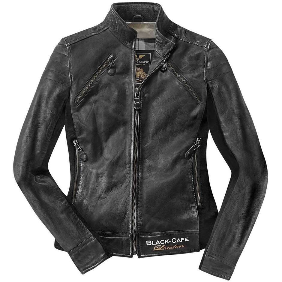 Women's Motorcycle Leather Jacket Cafè Racer Black Cafè London Lj-10685 Lady
