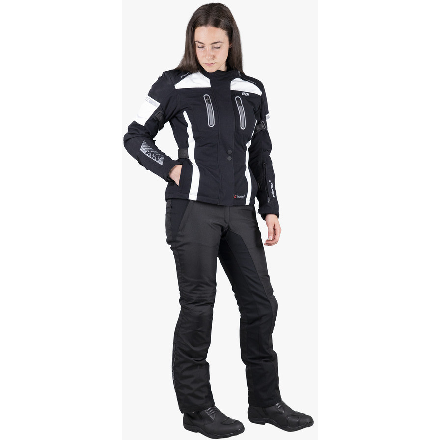 Women's Shortened Motorcycle Pants In Ixs ANNA-ST 2.0 Black Fabric