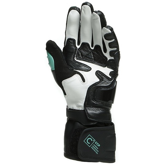 Women's Sports Motorcycle Gloves in Dainese CARBON 3 LADY Leather Black Green Green