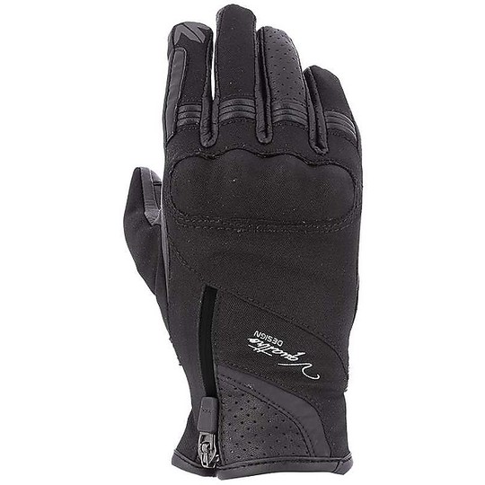 Women's Summer Motorcycle Gloves in Leather and Fabric Vquattro City VARRANO 19 Lady Black