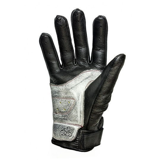 Women's Summer Motorcycle Gloves In Perforated Leather Helstons Model Side Black White
