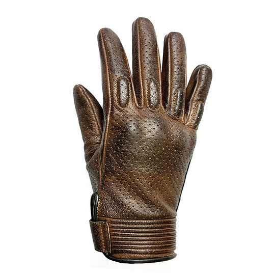 Women's Summer Motorcycle Gloves In Perforated Leather Helstons Model Side Camel