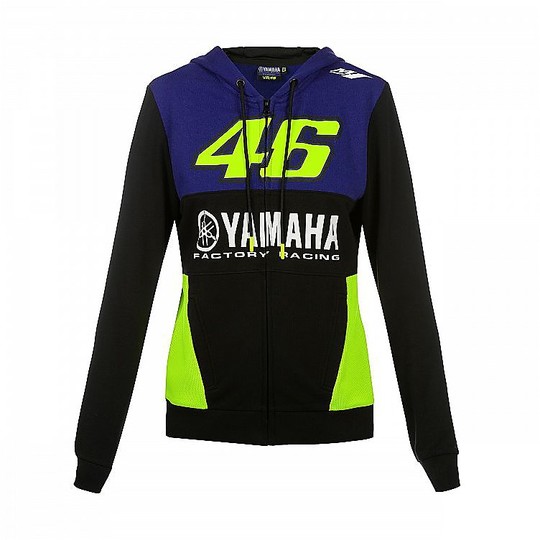 Women's Sweatshirt VR46 Yamaha Vr46 Collection Racing Full Hoodie Zip