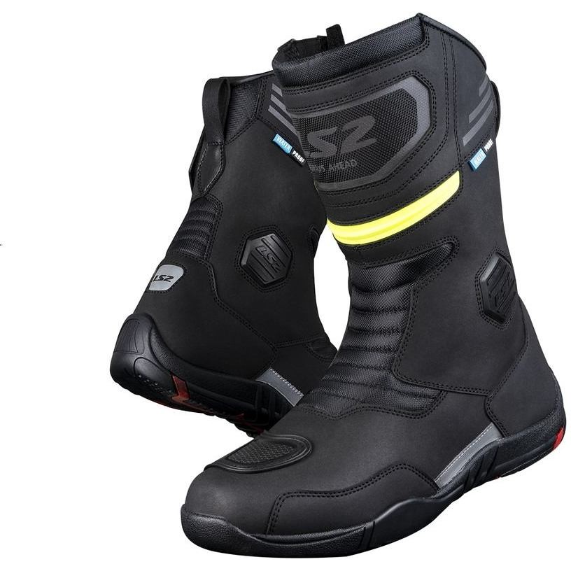 Women's Touring Motorcycle Boots Ls2 GOBY LADY WP Black HV Yellow