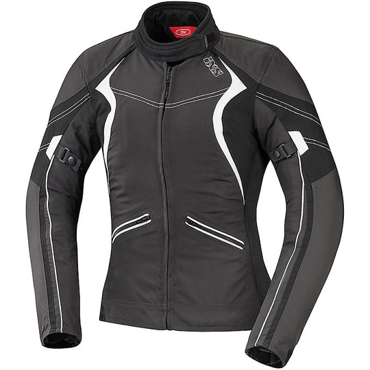 Women's Touring Motorcycle Jacket IXS Eileen Black White Fabric