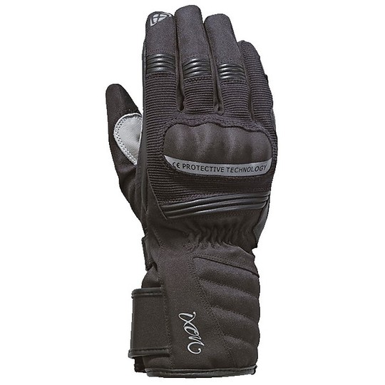 Women's Winter Motorcycle Gloves In Fabric Ixon PRO Keep Silver Black Lady