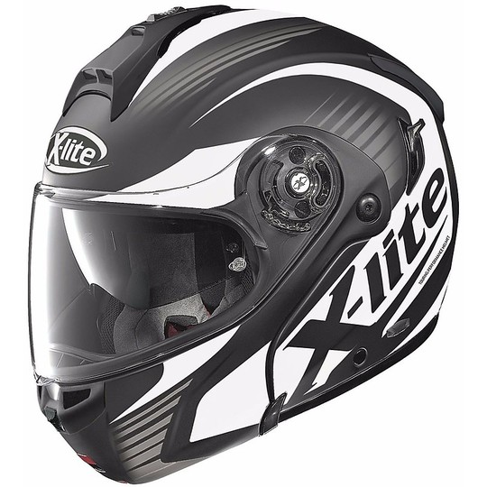 X-Lite Modular Motorcycle Helmet X-1004 Nordhelle N-Com 010 Black Opaco White