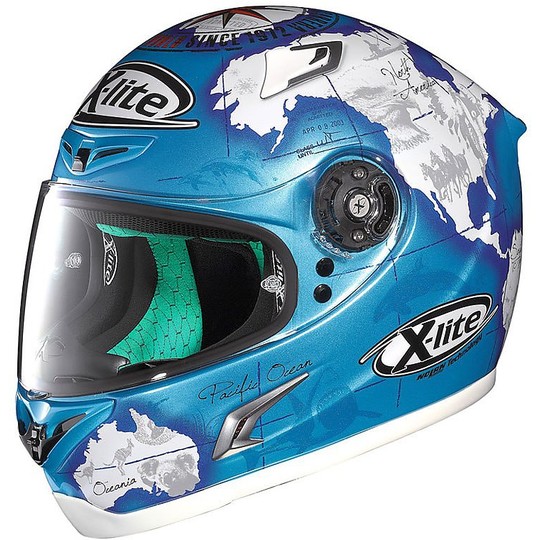 X-Lite X-802 RR Fiber Integral Helmet Replica C. Checa 27 Pearl Blue