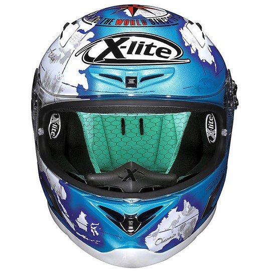 X-Lite X-802 RR Fiber Integral Helmet Replica C. Checa 27 Pearl Blue