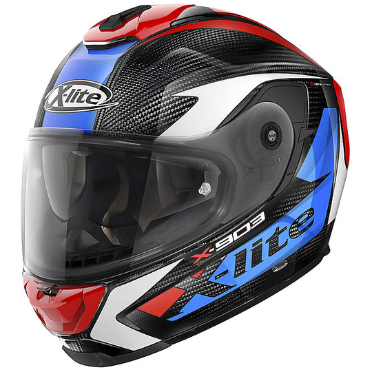 X-Lite X-903 Ultra Carbon Integral Motorradhelm NOBILES N-Com 028 Poliert Rot Blau
