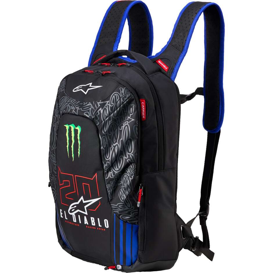 Zaino Moto Alpinestars FQ20 CITY HUNTER V2 MONSTER Nero Rosso Fluo Blu Verde