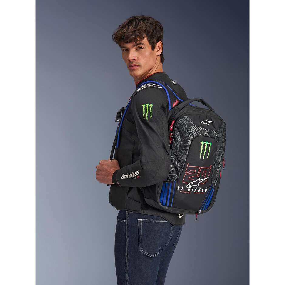 Zaino Moto Alpinestars FQ20 CITY HUNTER V2 MONSTER Nero Rosso Fluo Blu Verde