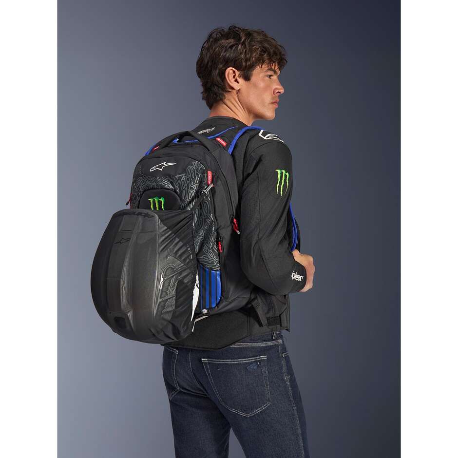 Zaino Moto Alpinestars FQ20 CITY HUNTER V2 MONSTER Nero Rosso Fluo Blu Verde