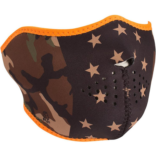 Zanheadgear Half Face Mask Camouflage Stars Collier de masque de moto