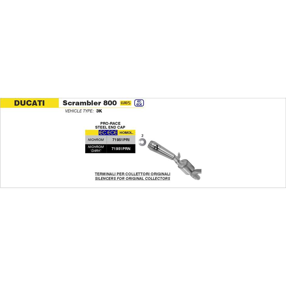 Échappement Arrow Pro-Race Nichrom Dark pour Ducati Scrambler 800 (21-22)