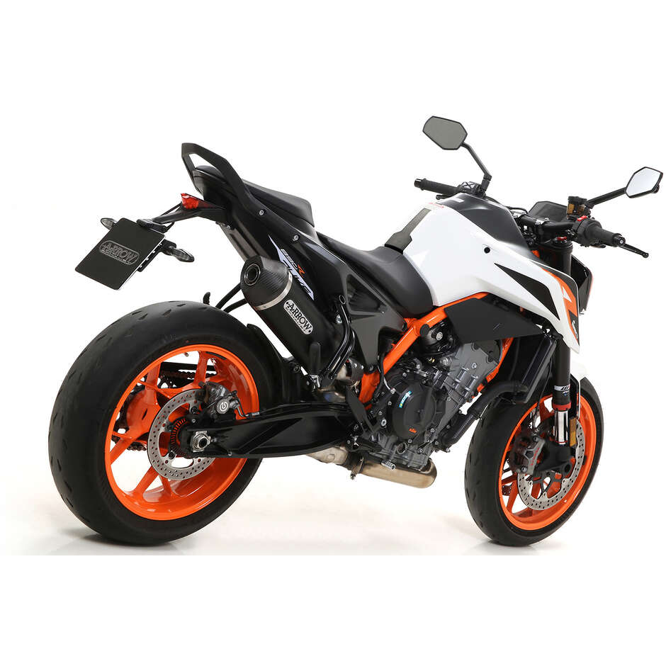 Échappement Arrow Race-Tech en aluminium foncé avec embout de carburateur pour KTM 790 Duke (18-25) / 890 Duke (20-23)