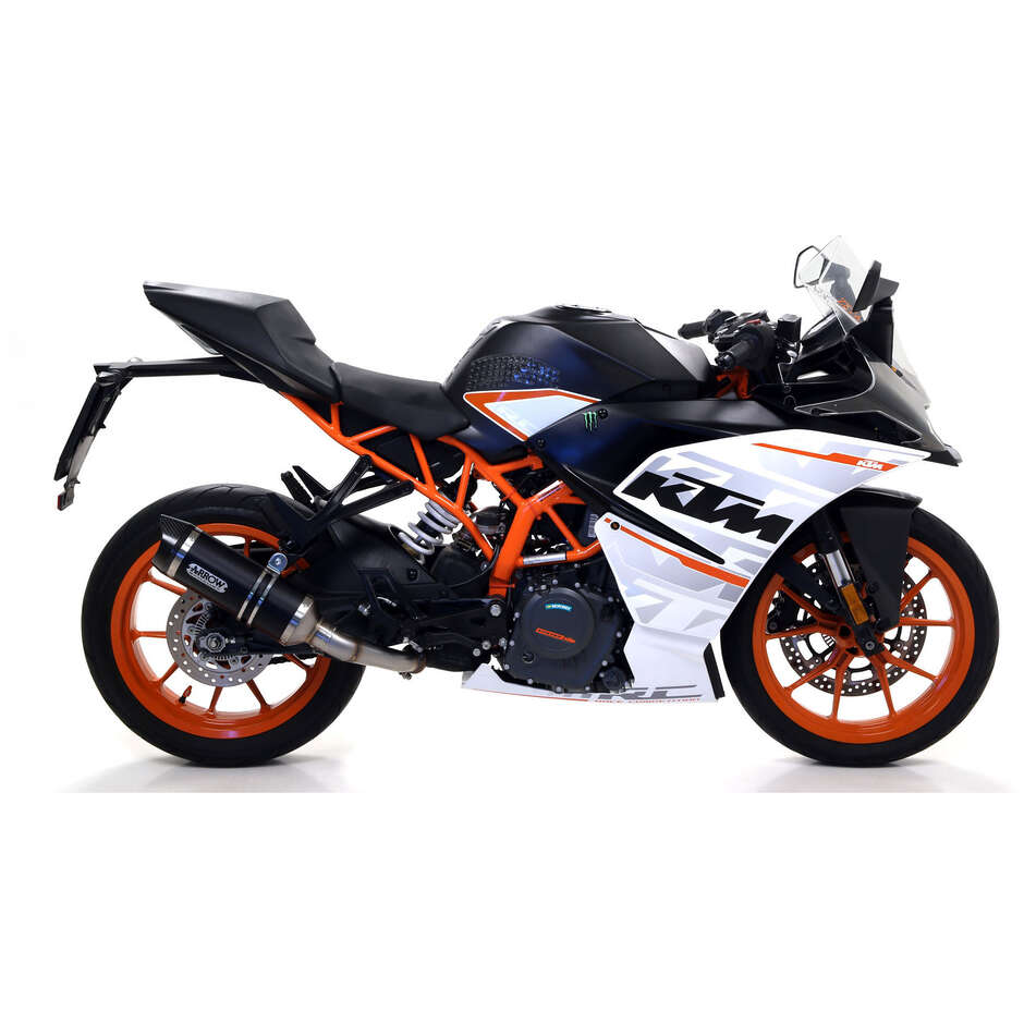 Échappement Arrow Thunder en aluminium foncé avec embout de carburateur pour KTM RC 125 / 390 (17-20) ; DUKE 125 / 390 (17-20)