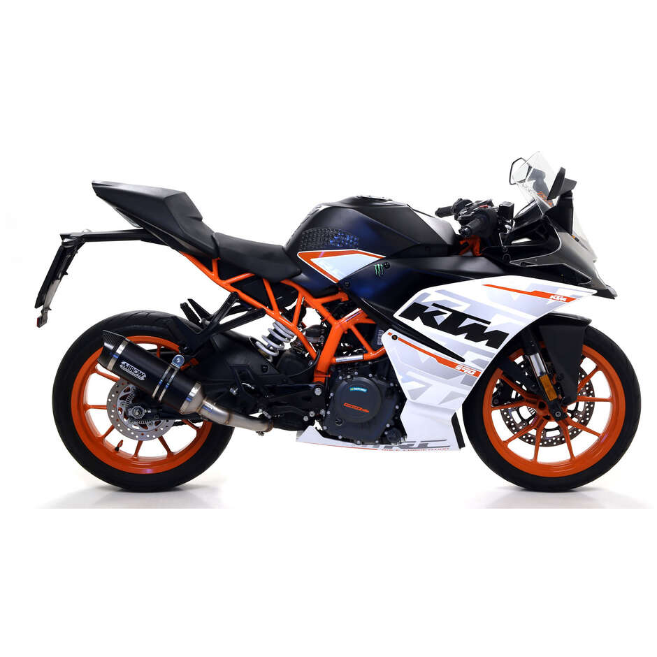 Échappement Arrow Thunder en aluminium foncé avec embout de carburateur pour KTM RC 125 / 390 (17-20) ; DUKE 125 / 390 (17-20)