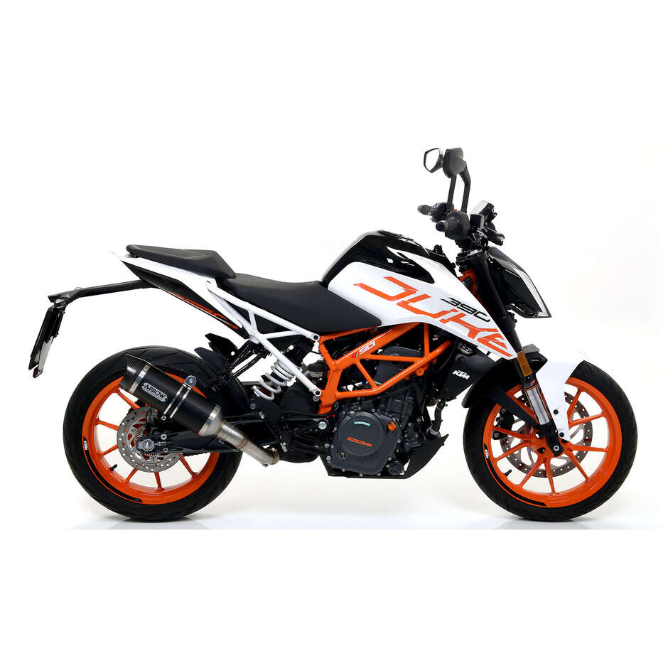 Échappement Arrow Thunder en aluminium foncé avec embout de carburateur pour KTM RC 125 / 390 (17-20) ; DUKE 125 / 390 (17-20)
