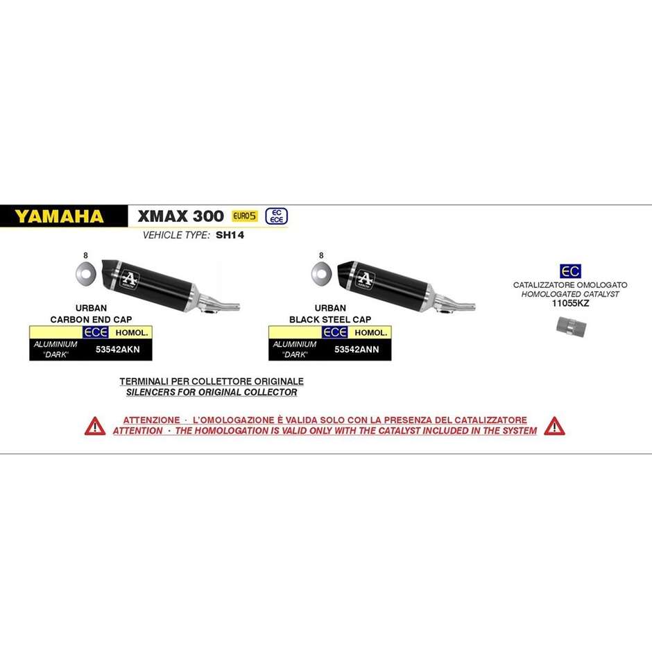 Échappement Arrow Urban Dark avec embout foncé Yamaha X-Max 300