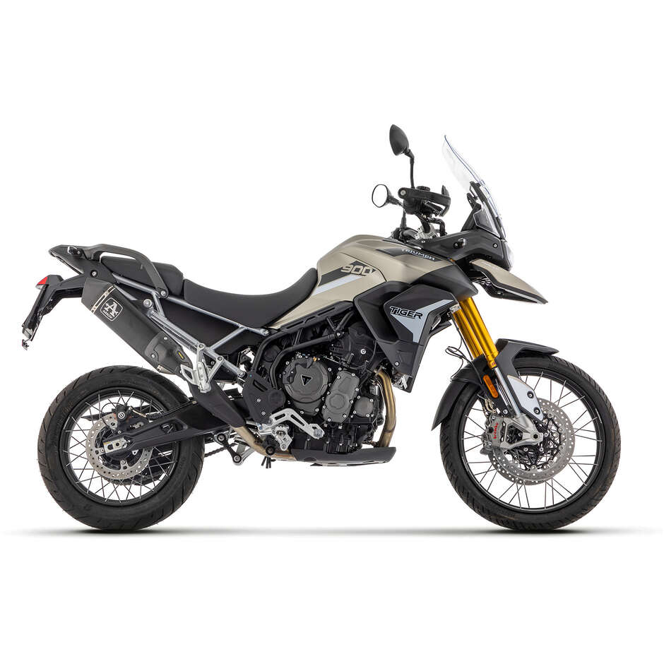 Échappement Arrow Veloce en aluminium foncé pour montage sur sacoches pour Triumph Tiger 850 (20-24) ; Tiger 900 (20-23)