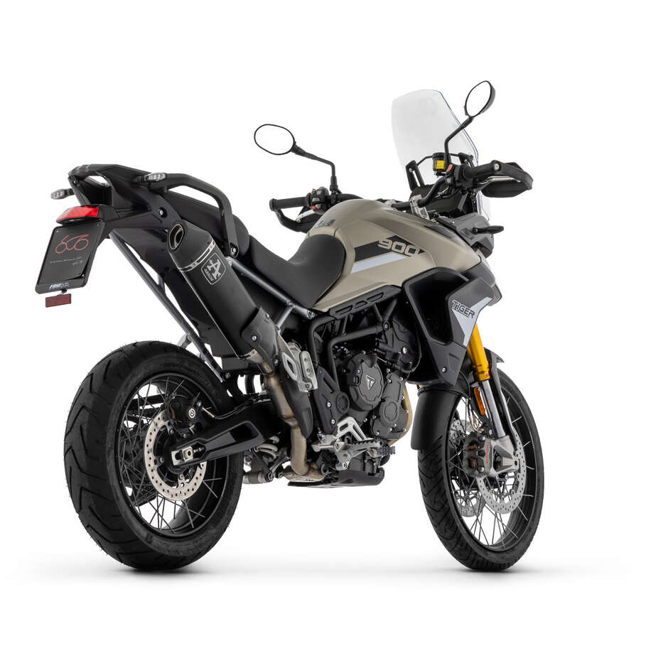 Échappement Arrow Veloce en aluminium foncé pour montage sur sacoches pour Triumph Tiger 850 (20-24) ; Tiger 900 (20-23)