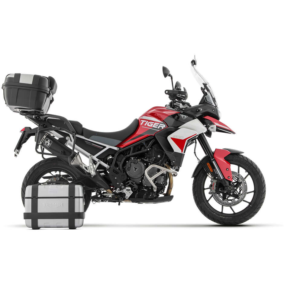 Échappement Arrow Veloce en aluminium foncé pour montage sur sacoches pour Triumph Tiger 850 (20-24) ; Tiger 900 (20-23)