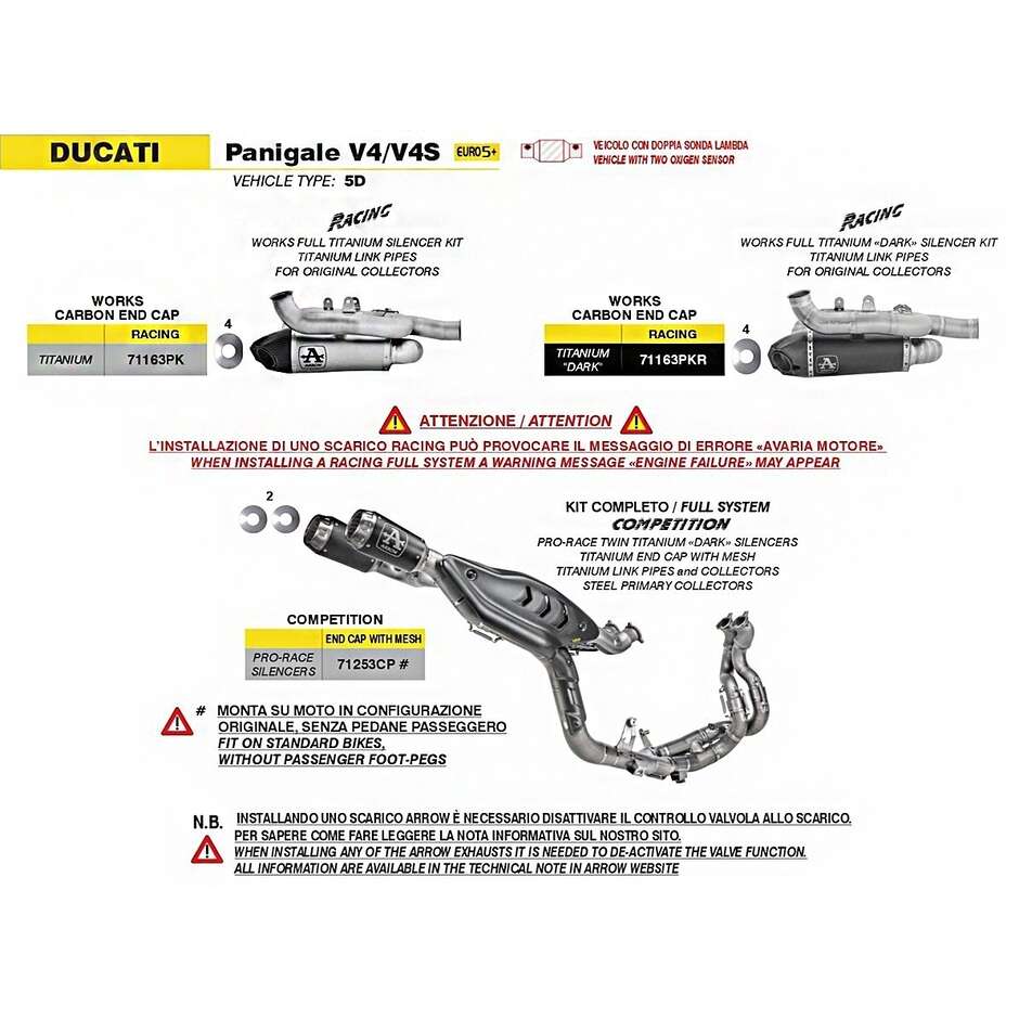 Échappement Arrow Works Racing en titane pour Ducati Panigale V4 2025