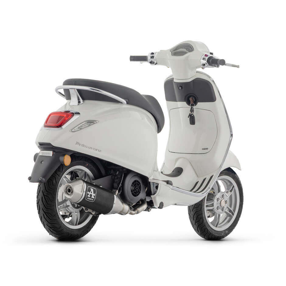 Échappement complet Arrow Racing avec silencieux en aluminium foncé Urban et embout en acier inoxydable pour Piaggio VESPA Primavera 125 (24-25)