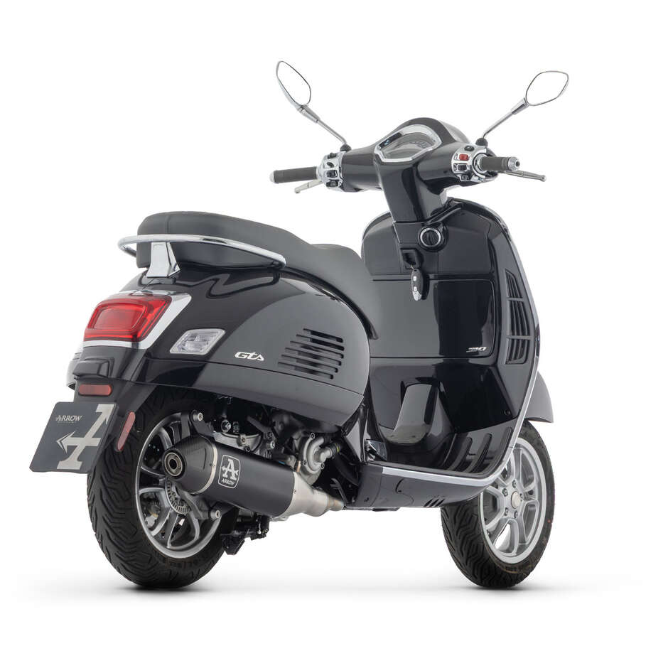 Échappement complet Arrow Racing avec silencieux en aluminium Urban Dark et embout de carburateur pour Piaggio VESPA GTS 310 / GTV 310 (25-26)