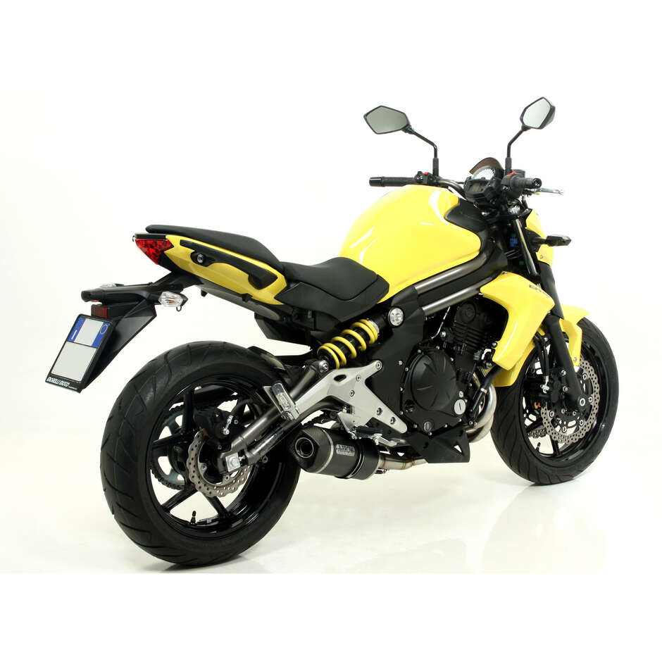 Échappement en aluminium foncé homologué Arrow Race-Tech avec embout de carburateur pour Kawasaki ER-6N (12-16) ; Versys 650 (15-16)