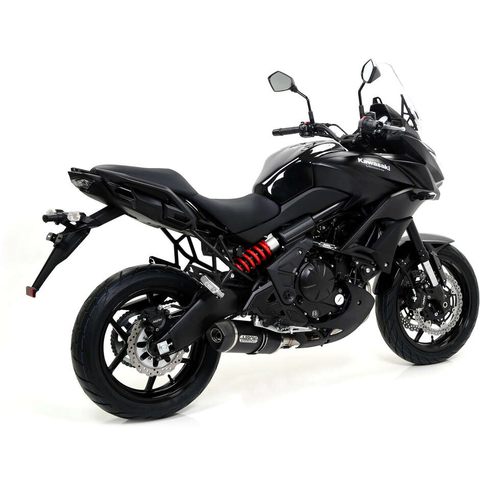 Échappement en aluminium foncé homologué Arrow Race-Tech avec embout de carburateur pour Kawasaki ER-6N (12-16) ; Versys 650 (15-16)