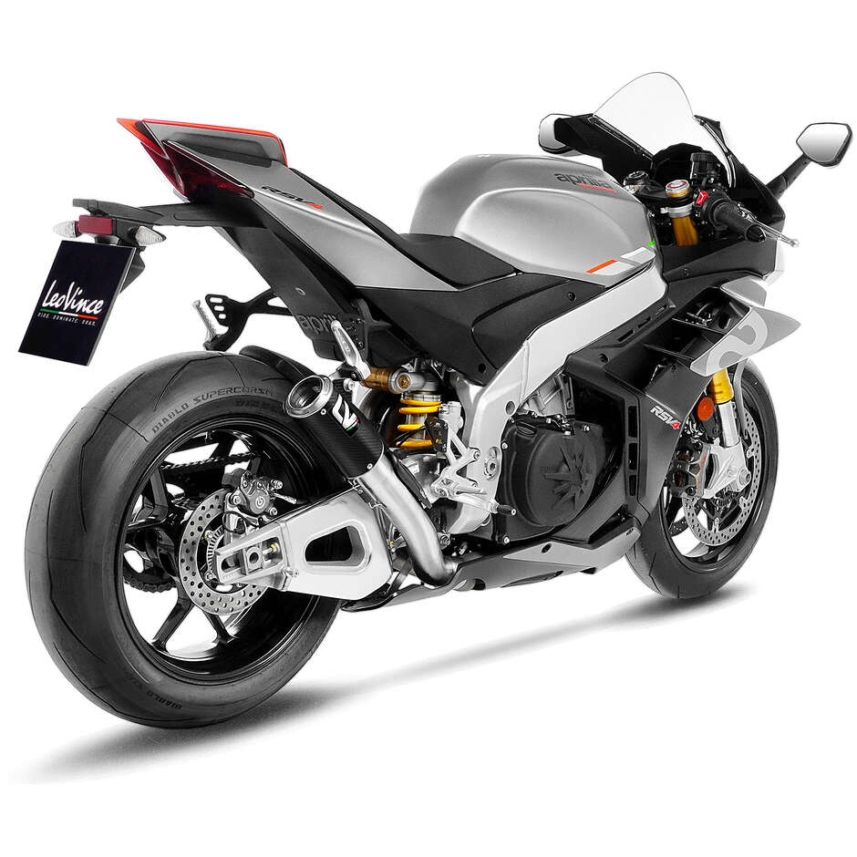 Échappement Slip-On Leovince 15401CU LV CORSA FIBRE DE CARBONE spécifique pour APRILIA RSV41000RR - TuonoV41100/Factory/RR (19-20) ; RSV41100/Usine - TuonoV41100/Usine (21-24)