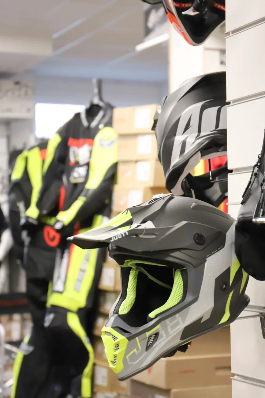 Off-road helmets and technical clothing